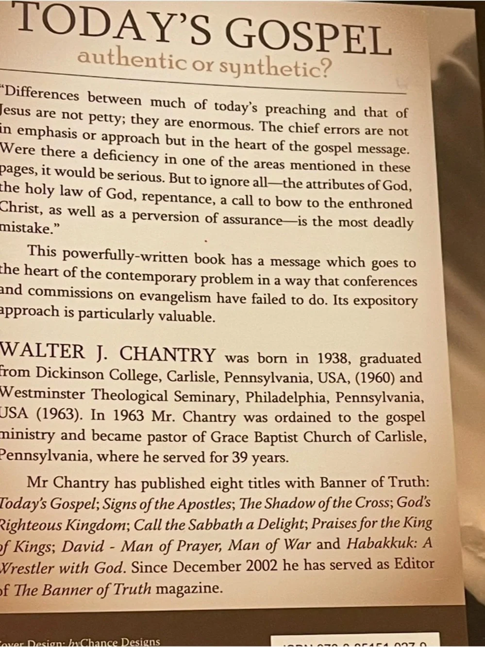 Today's Gospel: Authentic or Synthetic? by Walter J. Chantry